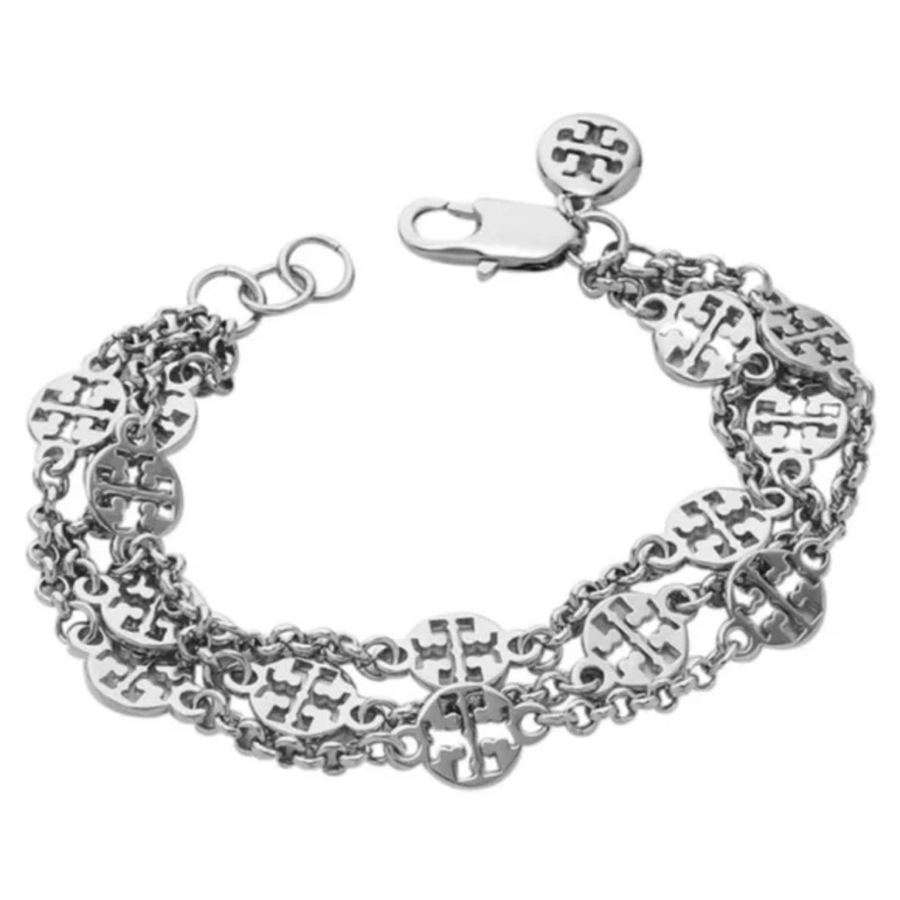 Tory Burch silver pave triple strand bracelet